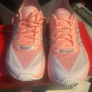 New Balance Coral and Light Blue Sneakers